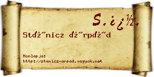 Stánicz Árpád névjegykártya